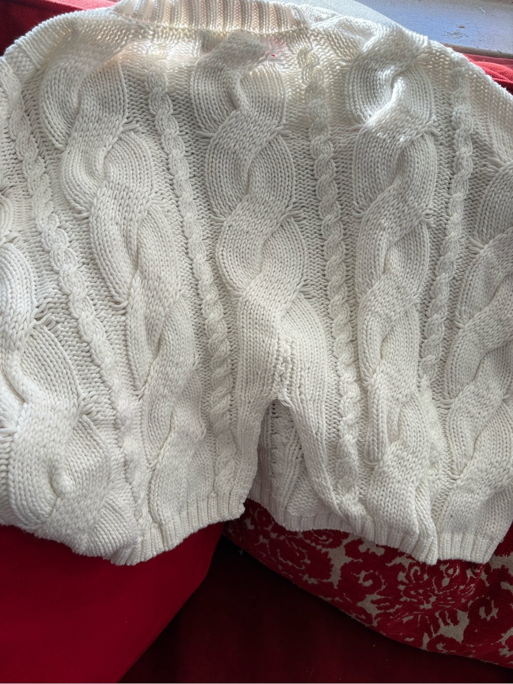 Women's white cotton Cable Knit Sweater XS